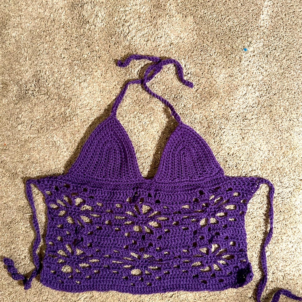 Hand made crochet flower tank top